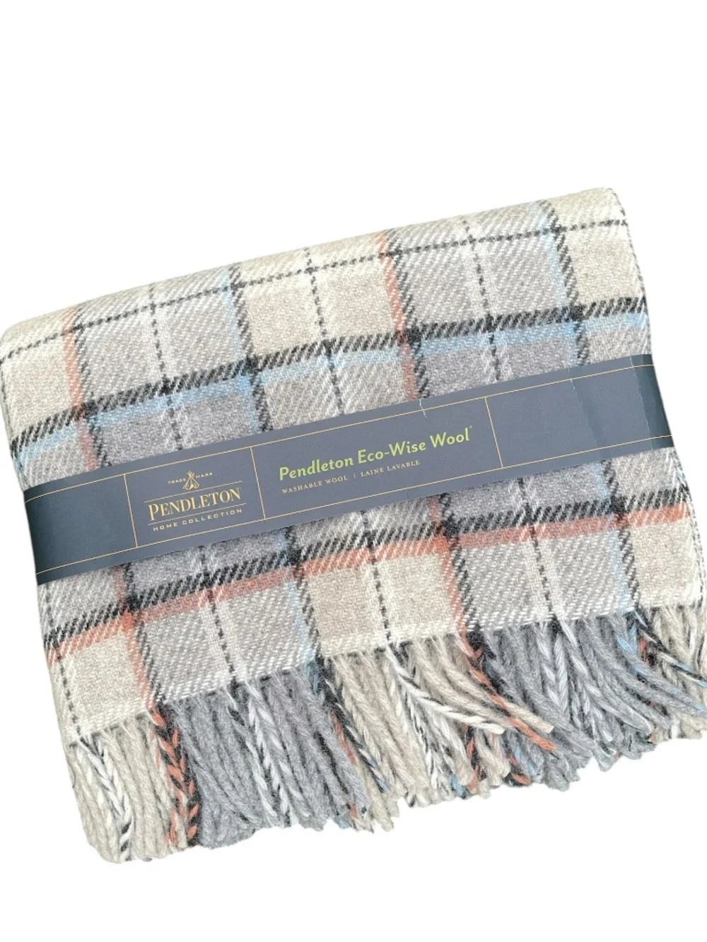 NWT - Pendleton Eco Wise Wool Throw with Fringe - Pearl